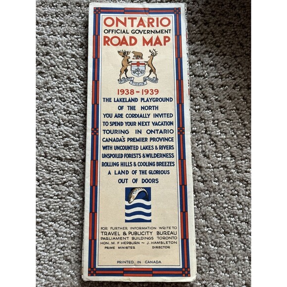1938-1939 Ontario Official Government Road Map - Picture 1 of 6